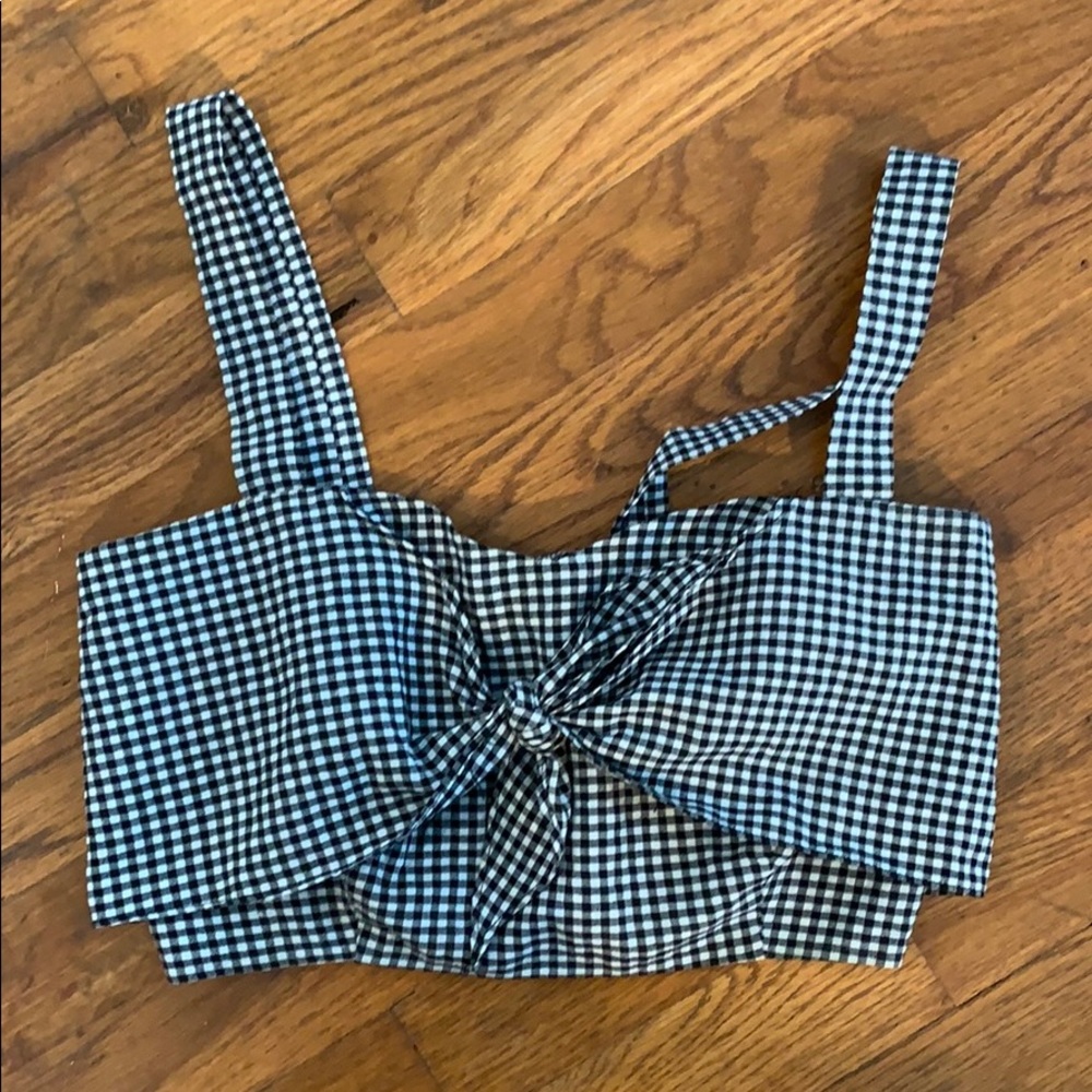 En Creme Checkered Top